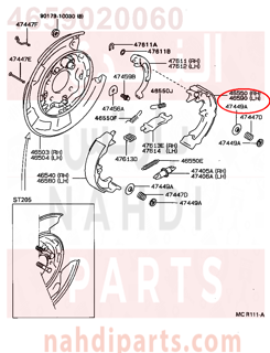 4659020060,SHOE ASSY, PARKING BRAKE, LH NO.2,قناش جلنط 