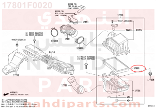 17801F0020,ELEMENT SUB-ASSY, AIR CLEANER FILTER,فلتر هواء مكينة