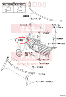 5311130D90,GRILLE, RADIATOR,شبك 