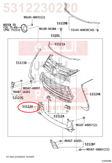 5312230220,MOULDING, RADIATOR GRILLE, LOWER,نيكل شبكل 