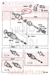 4341006080,SHAFT ASSY, FRONT DRIVE, RH,عكس أمامي يمين كامل 