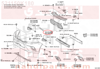 521150K180,SUPPORT, FRONT BUMPER SIDE, RH,قاعدة صدام امامى يمين