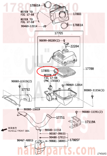 17801AD010,ELEMENT SUB-ASSY, AIR CLEANER FILTER,فلتر هواء مكينة