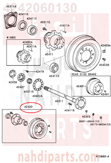 4242060130,HUB (OR SHAFT) & BRAKE DRUM REAR AXLE, RH,أسطوانة فرامل 