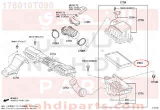 178010T090,ELEMENT SUB-ASSY, AIR CLEANER FILTER,فلتر هواء مكينة