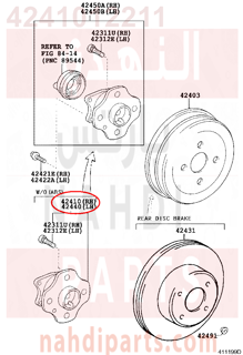 4241012211,HUB & BEARING ASSY, REAR AXLE, RH,قاعدة فلنجة خلفي 