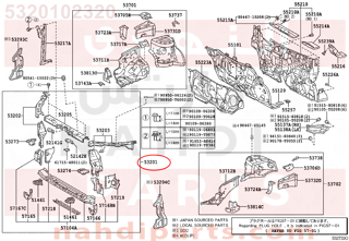 5320102320,SUPPORT SUB-ASSY, RADIATOR,صاجة واجهة  - قاعده اللديتر وقفل الكبوت