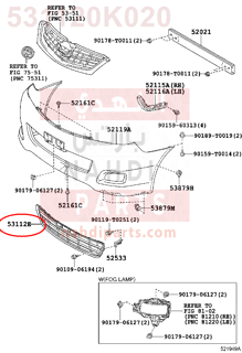 531120K020,GRILLE, RADIATOR, LOWER NO.1,شبك صدام أمامي