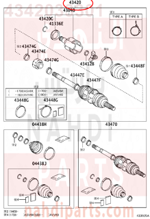 4342033301,SHAFT ASSY, FRONT DRIVE, LH,عكس أمامي يسار كامل