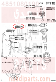 4851080190,ABSORBER ASSY, SHOCK, FRONT RH,مساعد أمامي يمين