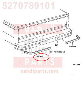 5270789101,MOULDING SUB-ASSY, REAR BUMPER SIDE, LH,نيكل صدام 