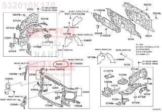 532010K170,SUPPORT SUB-ASSY, RADIATOR,صاجة واجهة  - قاعده اللديتر وقفل الكبوت