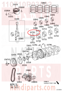 110710P03002,BEARING, CRANKSHAFT,سبيكة مكينة 