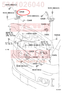 5341026040,HINGE ASSY, HOOD, RH,مفصلة كبوت يمين