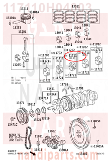 117110H04003,BEARING, CRANKSHAFT,سبيكة مكينة 