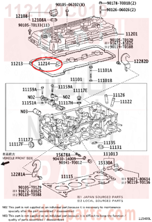 112140C010,GASKET, CYLINDER HEAD COVER, NO.2,وجه  