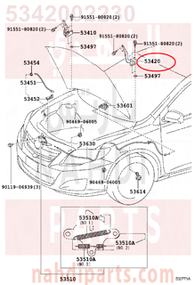 5342002230,HINGE ASSY, HOOD, LH,مفصلة كبوت يسار