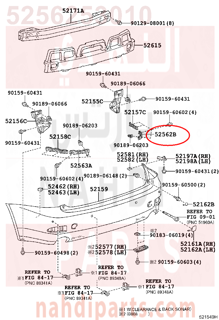 5256253010,RETAINER, REAR BUMPER, UPPER RH,قاعدة صدام خلفي يمين