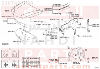 5387607020,LINER, FRONT FENDER, LH,بطانة رفرف أمامي يسار