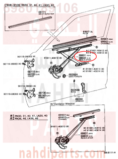 6980189106,REGULATOR SUB-ASSY, FRONT DOOR WINDOW, RH,REGULAR SUB-  الباب الأمامي WINDOW، RH