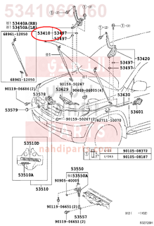 5341060060,HINGE ASSY, HOOD, RH,مفصلة كبوت يمين