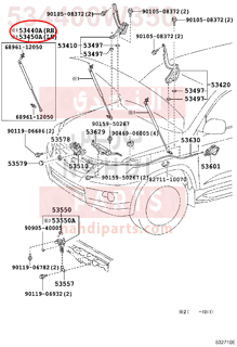 534400W350,SUPPORT ASSY, HOOD, RH,مساعد كبوت 