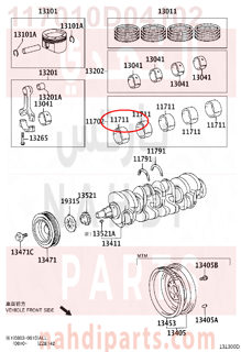 117010D04102,BEARING, CRANKSHAFT,سبيكة مكينة 