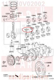 117110V02002,BEARING, CRANKSHAFT,سبيكة مكينة 