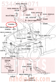 5344050071,SUPPORT ASSY, HOOD, RH,مساعد كبوت 