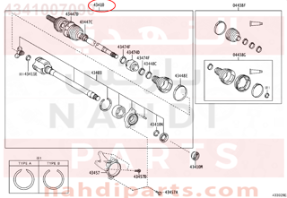 4341007090,SHAFT ASSY, FRONT DRIVE, RH,عكس أمامي يمين كامل 