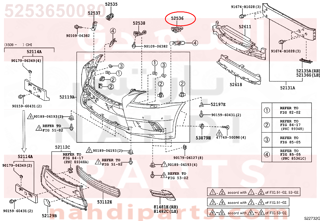 5253650080,RETAINER, FRONT BUMPER SIDE, LH,قاعدة صدام يسار