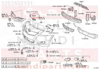 5253552131,RETAINER, FRONT BUMPER SIDE, RH,عظمة صدام يمين 