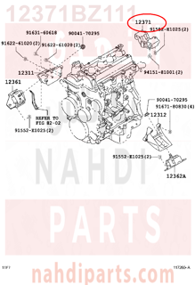 12371BZ111,INSULATOR, ENGINE MOUNTING, REAR,كرسي قيربوكس 