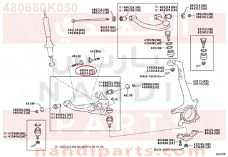 480680K050,ARM SUB-ASSY, FRONT SUSPENSION, LOWER NO.1 RH,مقص  امامى تحت يمين 