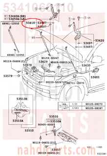 5341060110,HINGE ASSY, HOOD, RH,مفصلة كبوت يمين