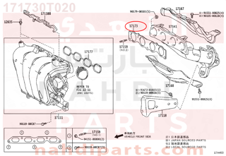 171730T020,GASKET, EXHAUST MANIFOLD TO HEAD,وجه  