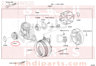 274150W020,PULLEY, ALTERNATOR W/CLUTCH,بكرة، المولددينمو