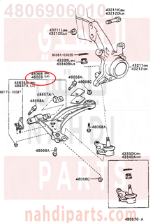 4806906010,ARM SUB-ASSY, FRONT SUSPENSION, LOWER NO.1 LH,مقص  امامى تحت يسار 