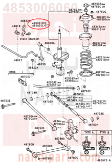 4853006060,ABSORBER ASSY, SHOCK, REAR RH,مساعد خلفى يمين 