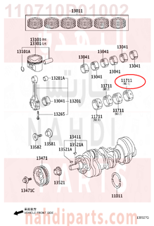 110710P01002,BEARING, CRANKSHAFT,سبيكة مكينة 