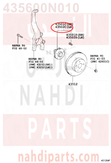 435600N010,HUB SUB-ASSY, FRONT AXLE, LH,عكس أمامي يمين كامل 