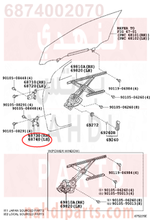 6874002070,HINGE ASSY, FRONT DOOR, LOWER LH,HINGE   الباب الأمامي، وانخفاض LH