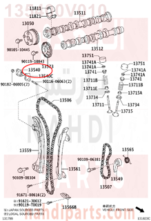 135400V010,TENSIONER ASSY, CHAIN, NO.1,شداد جنزيز مكينه - بلف شداد جنزير