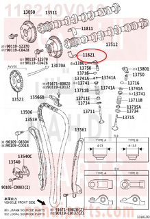 118210V010,BEARING, CAMSHAFT, NO.2,سبيكة عمود التيمن 