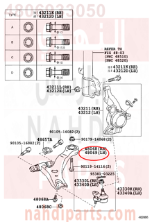 4806933050,ARM SUB-ASSY, FRONT SUSPENSION, LOWER NO.1 LH,مقص  امامى تحت يسار 