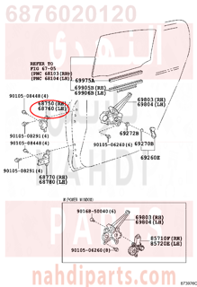 6876020120,HINGE ASSY, REAR DOOR, UPPER LH,HINGE   من الباب الخلفي، UPPER LH