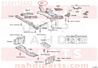 5120112442,CROSSMEMBER SUB-ASSY, FRONT SUSPENSION,كمر مكينة - كمر أمامي كامل بدون ملحقات