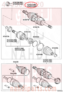 4343060020,SHAFT ASSY, FRONT DRIVE, RH,عكس أمامي يمين كامل 