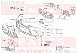 5311206280,GRILLE, RADIATOR, LOWER NO.1,شبك صدام أمامي