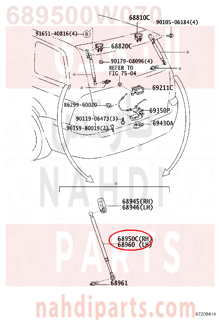 689500W070,STAY ASSY, BACK DOOR, RH,دعامة الباب الخلفي اليمين 